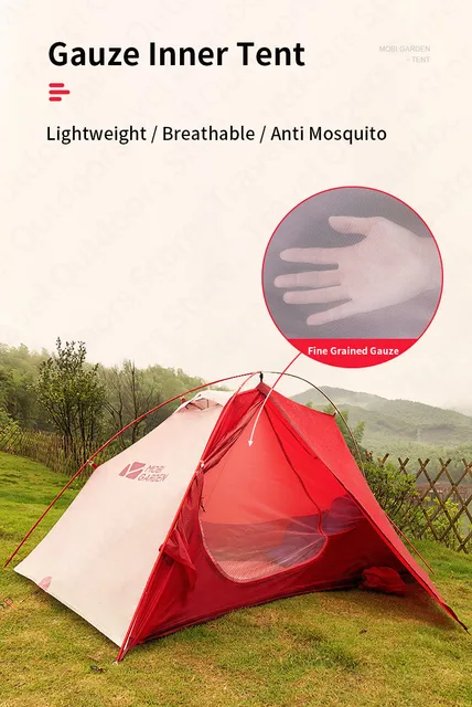 MOBI GARDEN 15D Light Wing UL1 Ultralight Tent 1.3KG Waterproof 