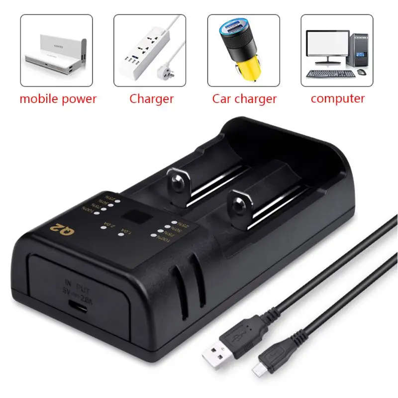 2 слота USB быстрое зарядное устройство для 18650 20700 21700 26650 18350 10500 AA/AAA перезаряжаемый литиевый Lii