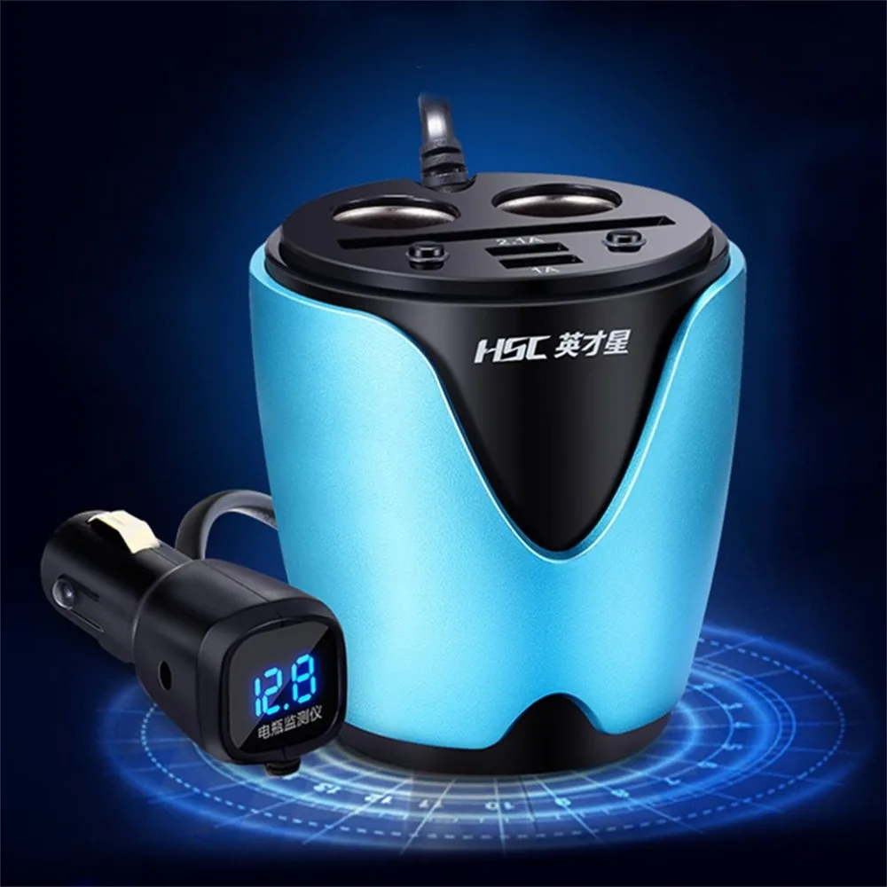12-24V 2,1/1A Выход 2 USB Автомобильное зарядное устройство дисплей напряжения тока быстрое зарядное устройство Автомобильный держатель для чашки розетка для автомобильного прикуривателя адаптер
