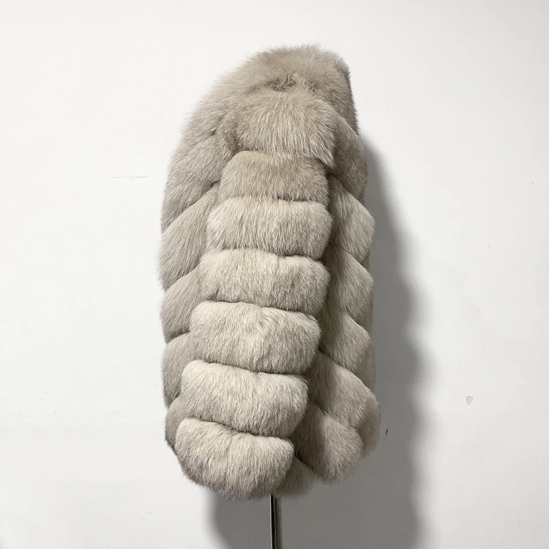 rf2053 Woman's Real Fox Fur Coat Winter Whole Leather Striped Pattern Natural Fur Jacket Warm Winter