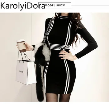 

Women's mini Dress 2020 spring Korean version of OL temperament bat sleeve waist knitted fashion jacquard sweater dress female