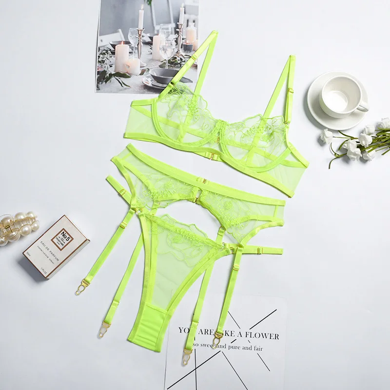 Νέα μόδα γυναικεία εσώρουχα σουτιέν push-up σέξι εσώρουχα προοπτικής κούφια δαντέλα εσώρουχα καλτσοδέτες στρινγκ κοστούμι_voghion.com