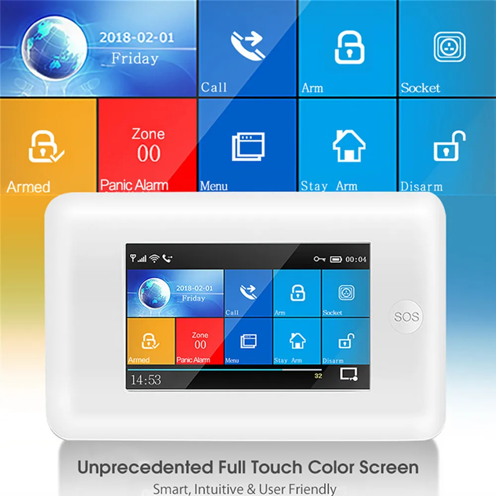  3G Version TFT All Touch Screen WIFI GPRS Wireless APP Remote Control Smart Home Security Alarm Sys - 4000083363610