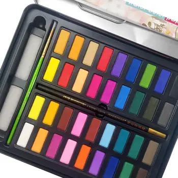 

36 Colors Solid Watercolor Paint Set Portable Metal Box Drawing For Artist Art Watercolor Supplies For Beginner Pigment Y2Q2