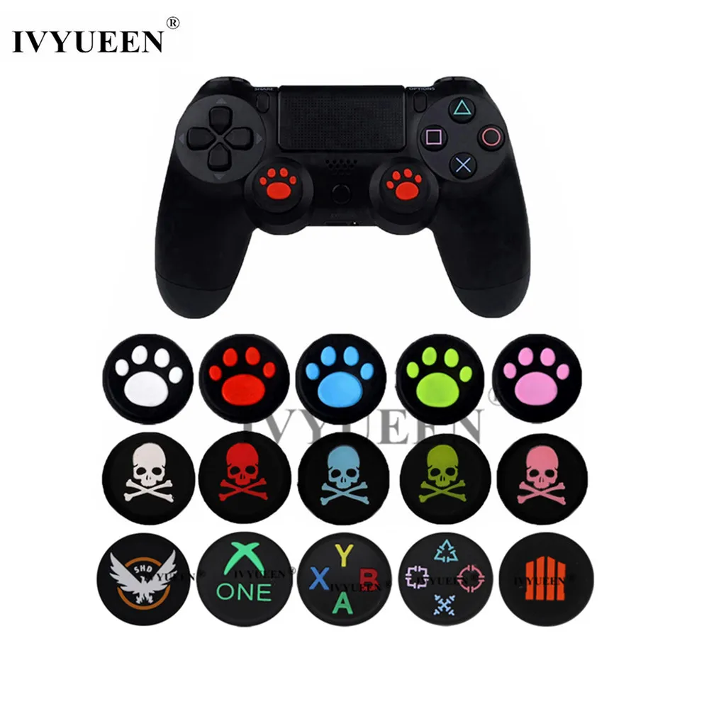 Силиконовые ручки IVYUEEN с изображением кота черепа для геймпада PlayStation Dualshock 4 PS4 Pro