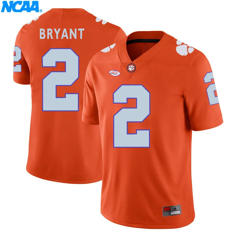 Новое поступление, высокое качество, Clemson Tigers Leggett#16 Bryant#2, футболки для колледжа, ограниченная серия, майки, S-XXXL - Цвет: 4