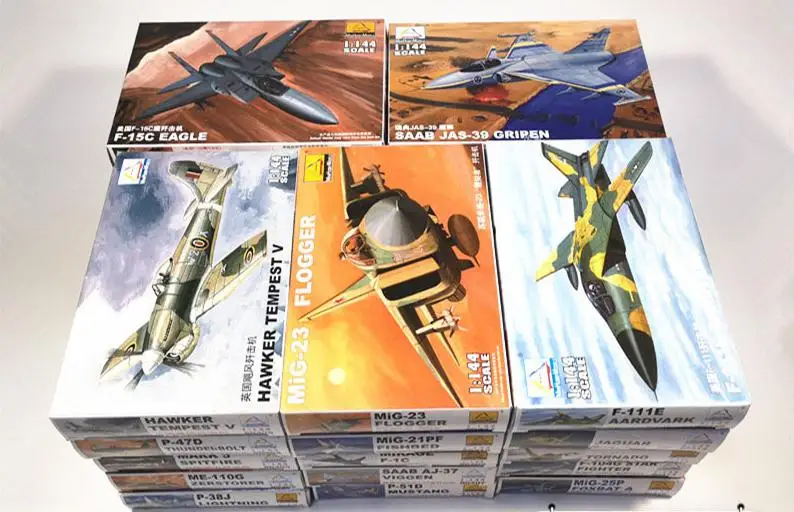 Aviones de montaje militares de plástico para niños, juguete de mesa de arena, Avión de ensamblaje, 1/144, EUA, USSR, UK, WWII, 27 Uds.