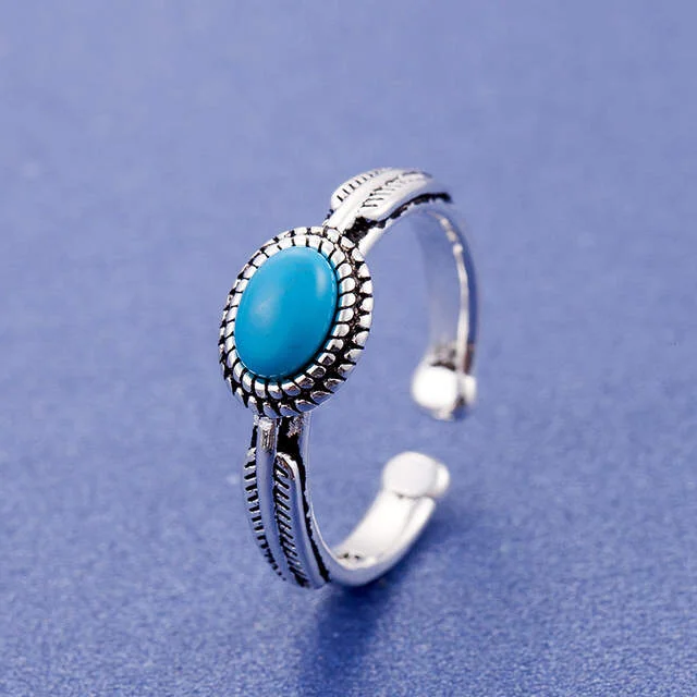 Elegant Silver Blue Stone Open Ring for Women - Stunning Wedding Jewelry with Drop Shipping Option