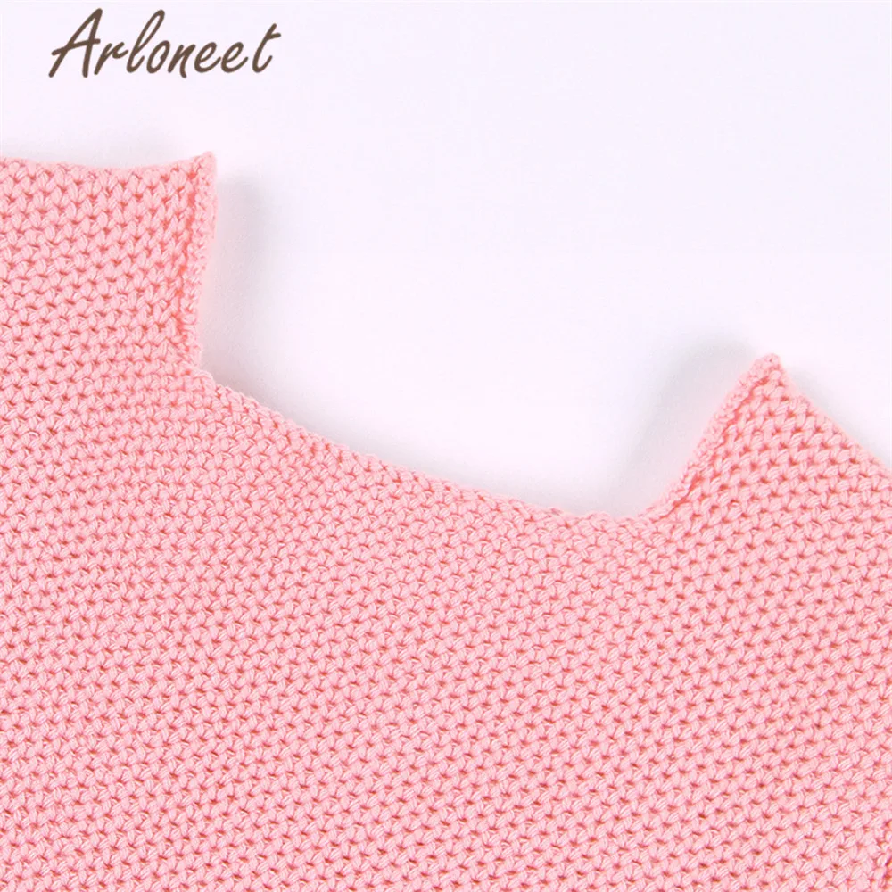 ARLONEET-зима; вязаная для маленьких девочек; комбинезон с рюшами на рукавах для девочек; комбинезон с круглым вырезом и пуговицами; детский хлопковый комбинезон; Bebe Menina