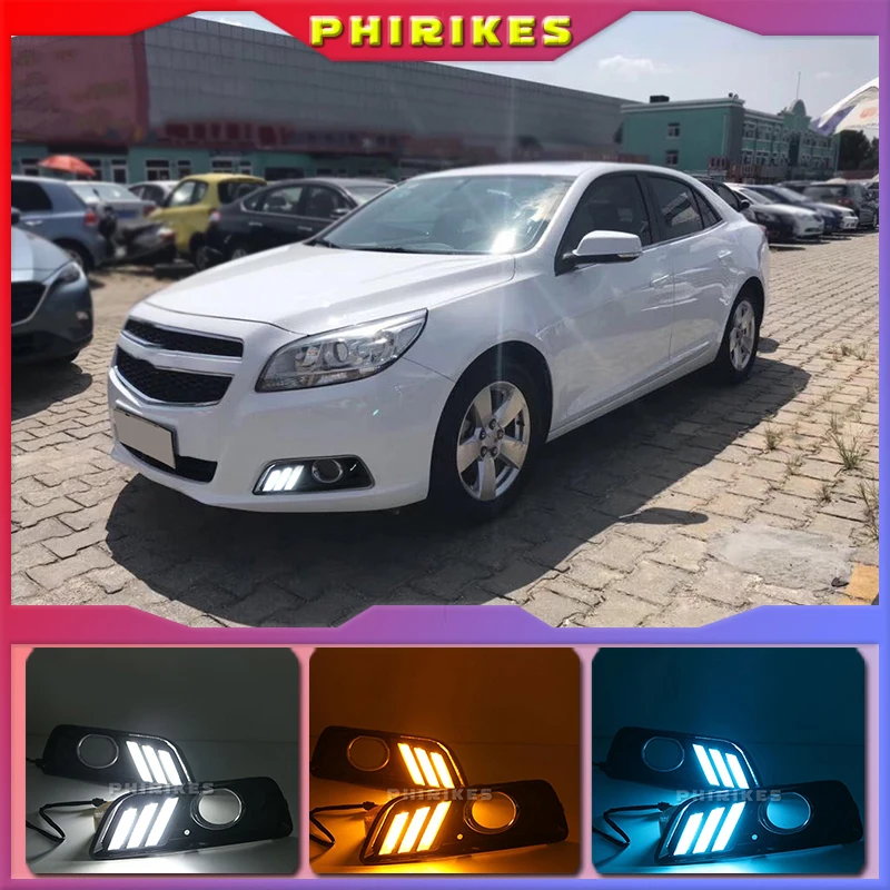 

2Pcs DRL Fog Lamp For Chevrolet chevy Malibu 2011 2012 2013 2014 2015 With Yellow Signal LED Daytime Running Lights