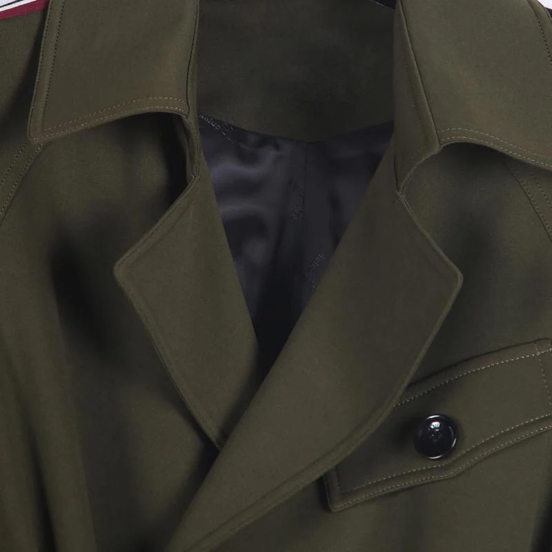 Minglu Mens Coats Male Trench Luxury Fahion Ribbon Decoration Army Green Men Windbreaker Plus Size 6xl Spring And Autumn Jackets