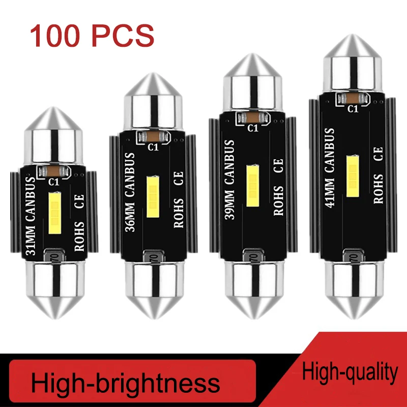 100PCS Car LED Lights Dome Light Canbus1860 C5W C10W Roof License Plate Wide Lamp Auto Decoding Reading Bulk sales | Автомобили и