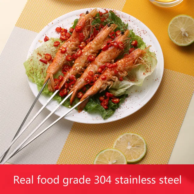 35Cmskewers Gribbecue Újrahasznosítható Grill Rozsdamentes Acél Nyárs - Image 3