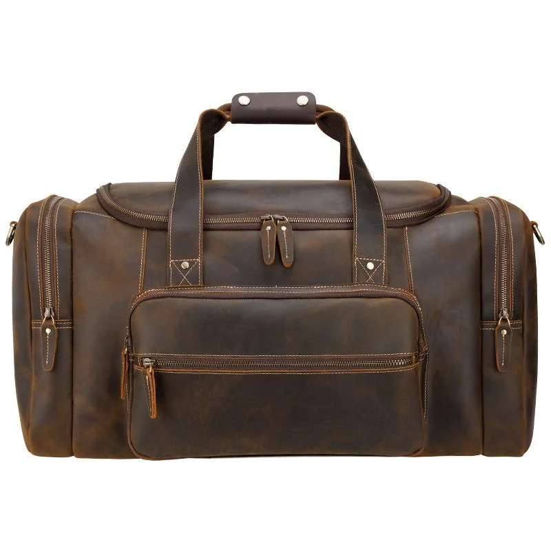 22" Travel Duffle Bags Large Capacity Cow Leather Men 2020 Vintage Business Casual Hand Big Tote Bags Shoulder Travel Bags Male