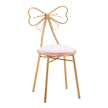 

Modern Bow-knot Golden Bar Stool Iron Bar Chair Beauty Salon Furniture Nordic Princess Bow Modern Barstool