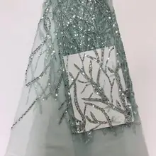 5 ярдов jhl01-2# ручная работа ветка бисер хорошее качество вышивка Сетка кружевная ткань для распиловки br свадебное платье