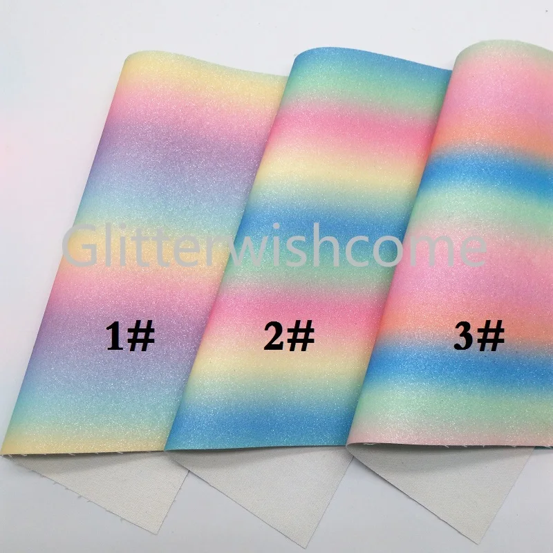 Glitterwishcome 21X29 см A4 Размер Радужный Тонкий блестящий кожаный виниловый материал для бантов, GM546B