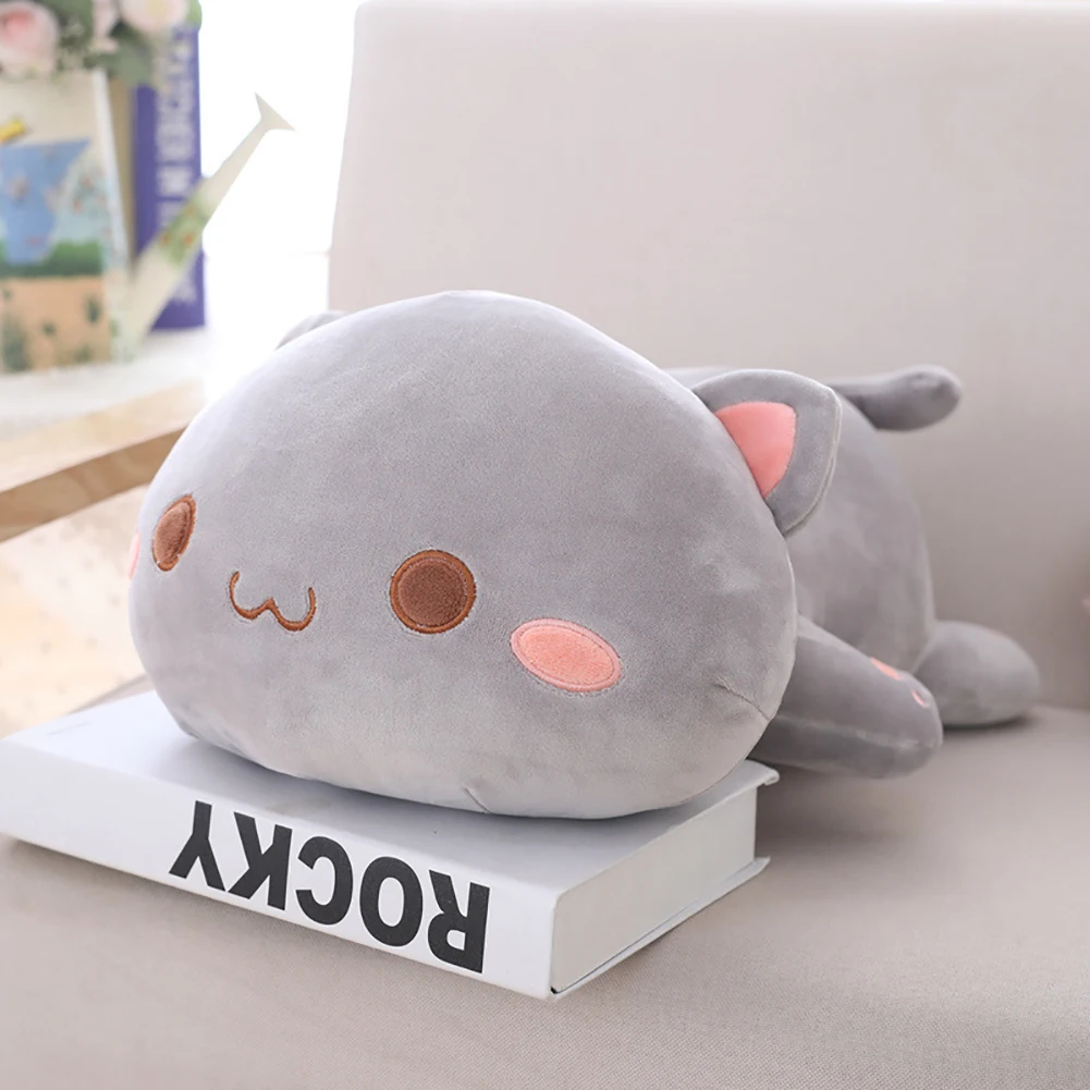 Kawaiii лежащий Кот, животное, кукла, плюшевая домашняя подушка для дивана, детская игрушка, подушка для дивана, Декор, Мультяшные плюшевые игрушки для детей, подарок для детей