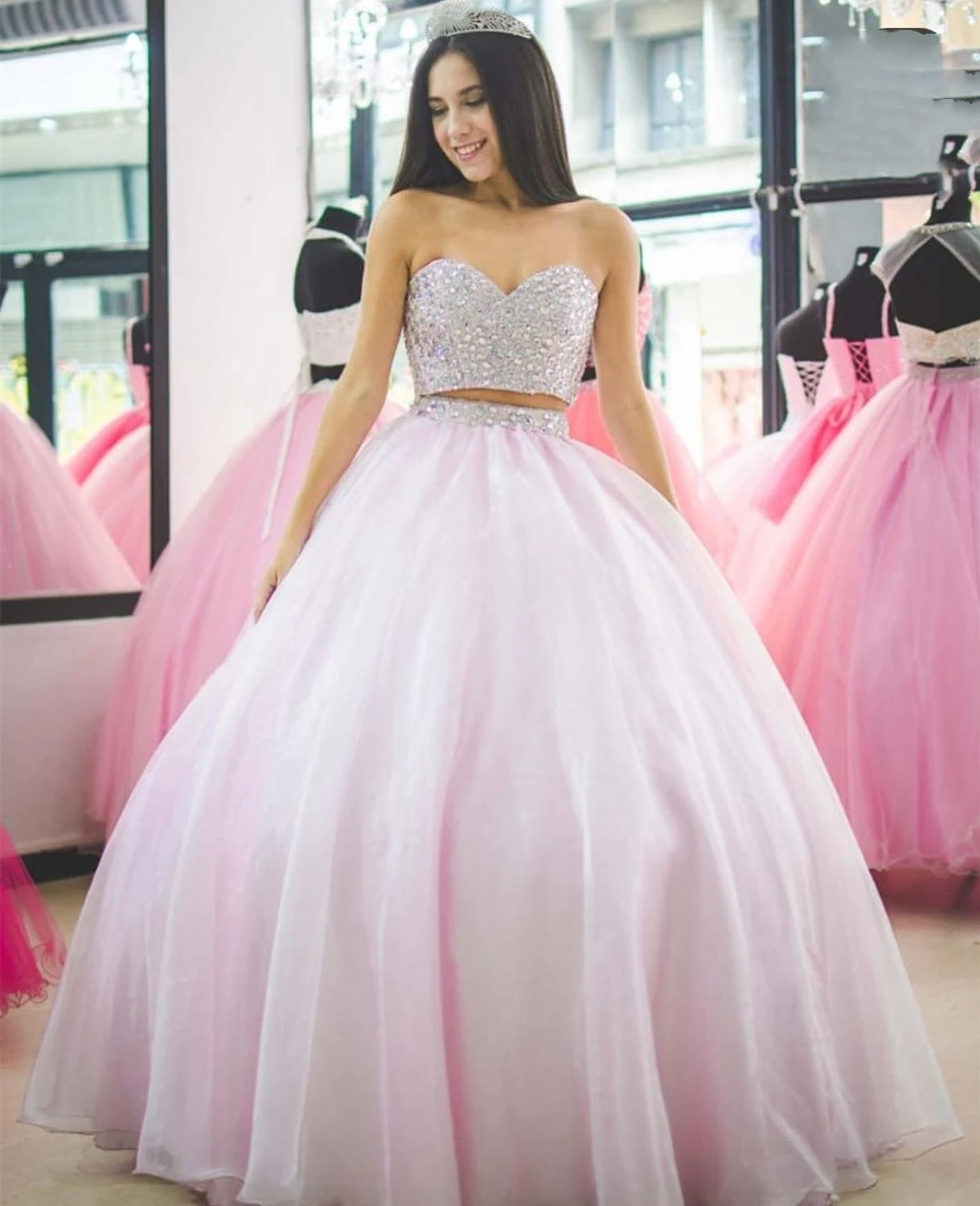 2020 dulce dieciséis vestido de dos piezas Rosa dulce Quinceañera Dreesses  con cuentas vestidos de quinceañeras, vestidos de 15 year|Vestidos de  quinceañera| - AliExpress