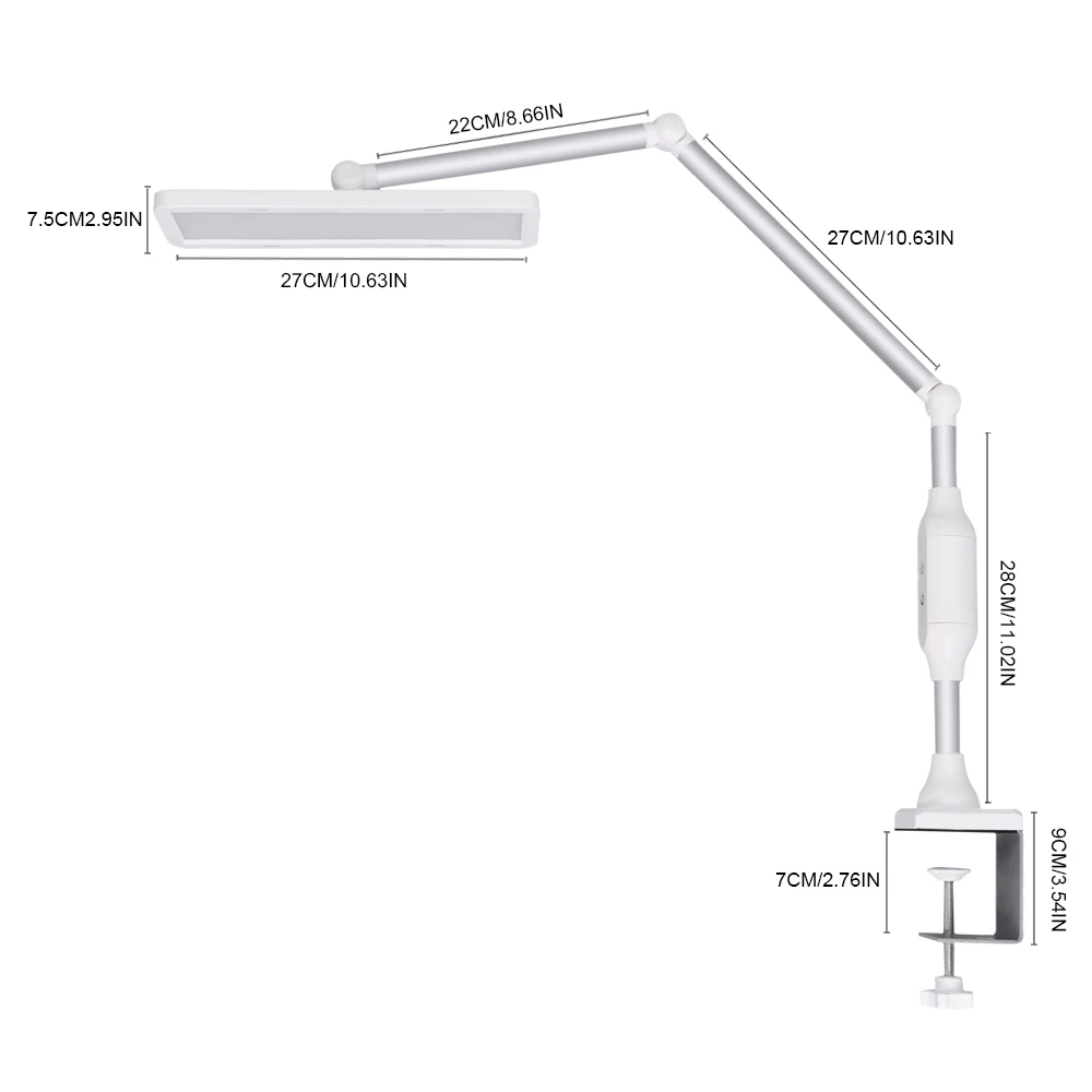 Artpad 12 Вт Настольная лампа с зажимом на стол с длинным поворотным кронштейном Белый Черный светодиодный светильник с 25 уровнями затемнения сенсорный светильник для чтения - Цвет корпуса: 12w clip lamp
