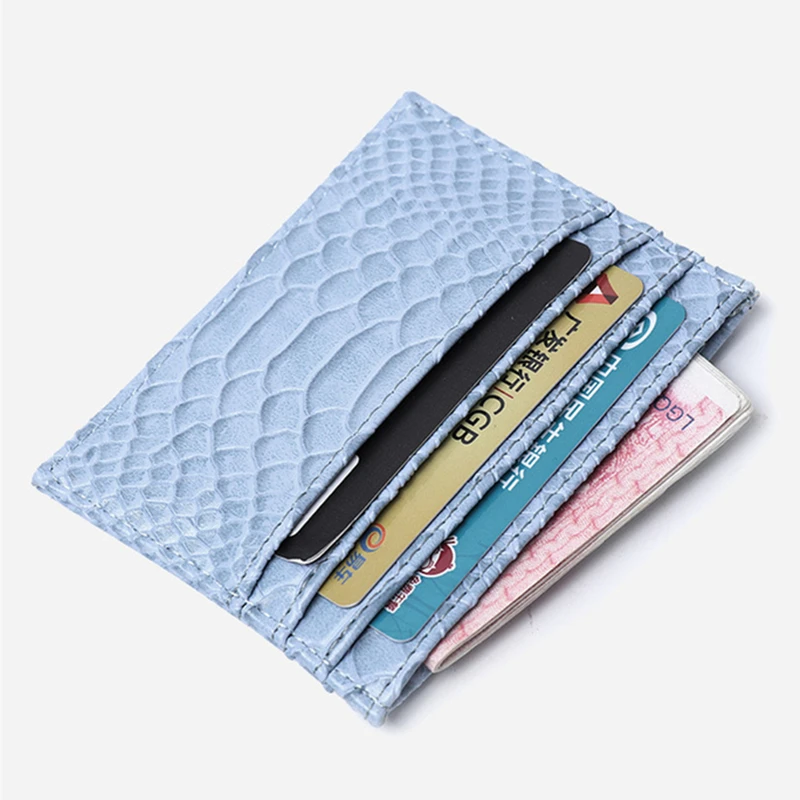 

2021 New Slim PU Leather Card Holder Mini Crocodile Pattern Wallet Wallet Organizer Coin Purse Credit ID Card Holder Purse Card