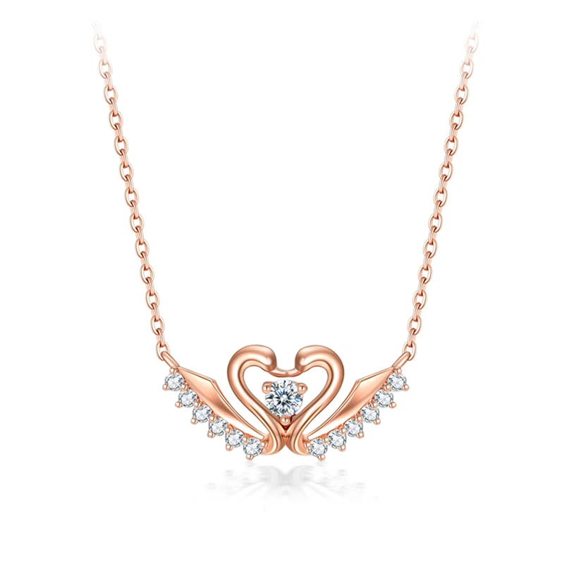 All 0.06ct rose gold ZOCAI Swanheart бриллиантовое ожерелье 18 К золото(AU750) ожерелье nutural сертифицированное 0.06ct/0.10ct/0.17ct бриллиантовое Подарочное ожерелье C00118 - Цвет камня: All 0.06ct rose gold