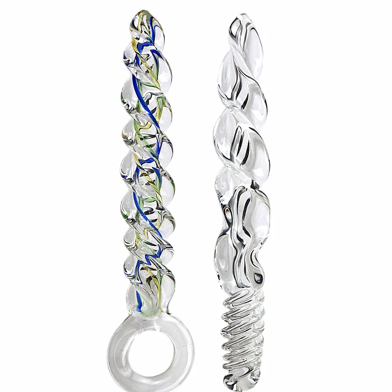 23cm Super Long Spiral Crystal Glass Toys Vaginal Anal Butt Plug Stimulate Sex Toys For Women 