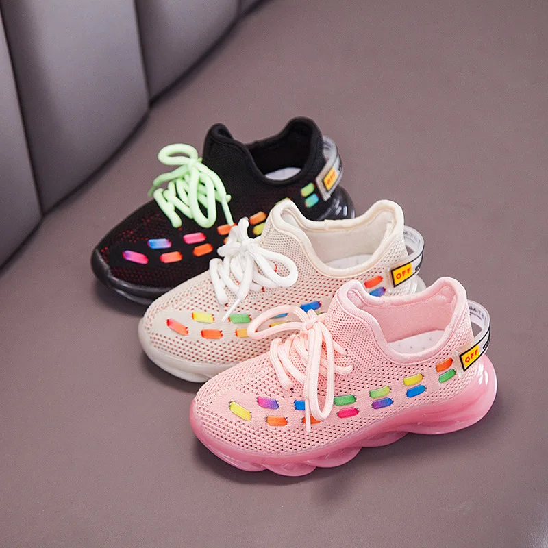 Children's sports shoes autumn trend boys and girls color breathable mesh casual shoes fashion running shoes