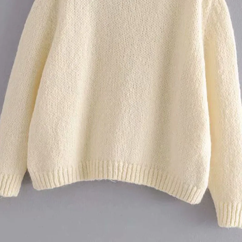 Осенний и зимний женский свитер Повседневный Однотонный свитер с круглым вырезом и длинным рукавом