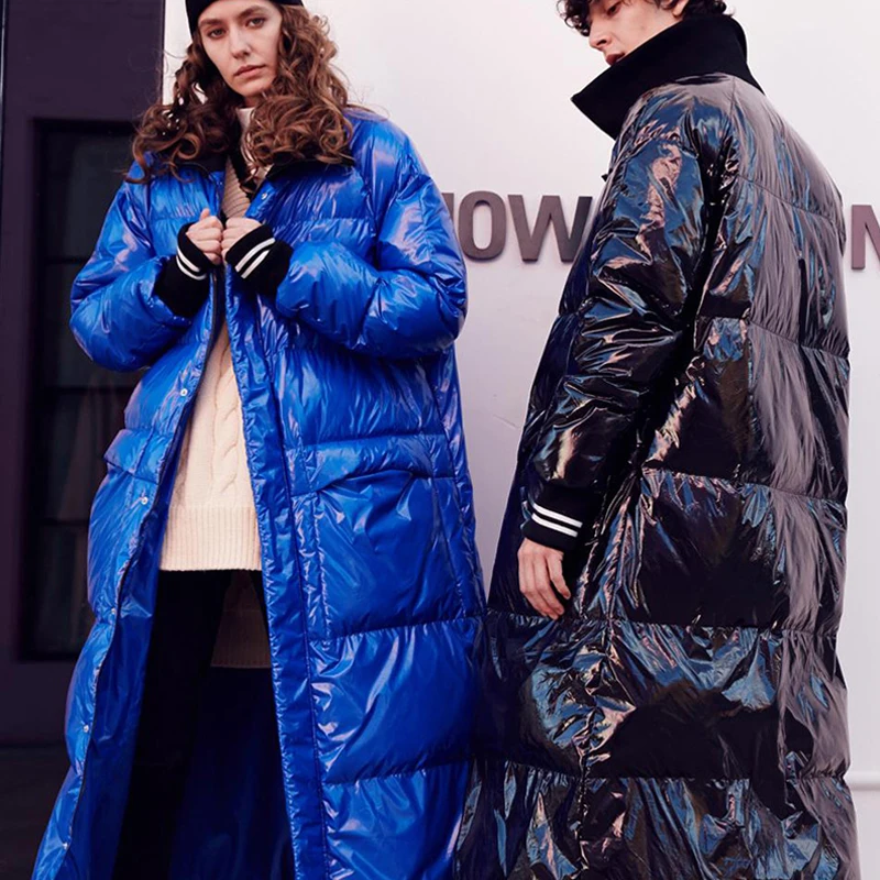 Зимняя новая коллекция модных линейных коллекций Женская теплая длинная пуховая