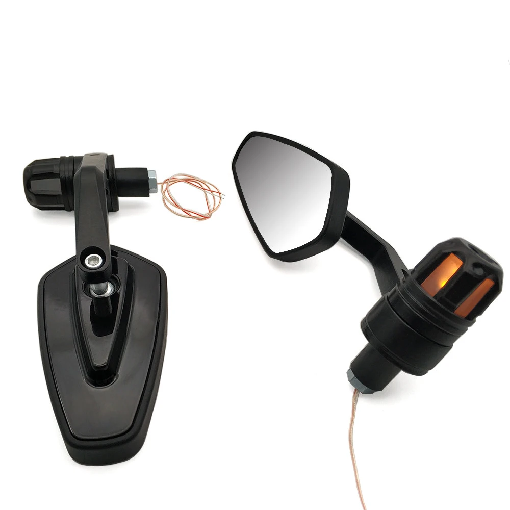 Мотоцикл 22 мм зеркало с ручкой заднего вида светодиодный указатель Поворота Боковой светильник для KTM 400EXC 450EXC 500EXC 530EXC 200XC-W 300XC-W - Цвет: black