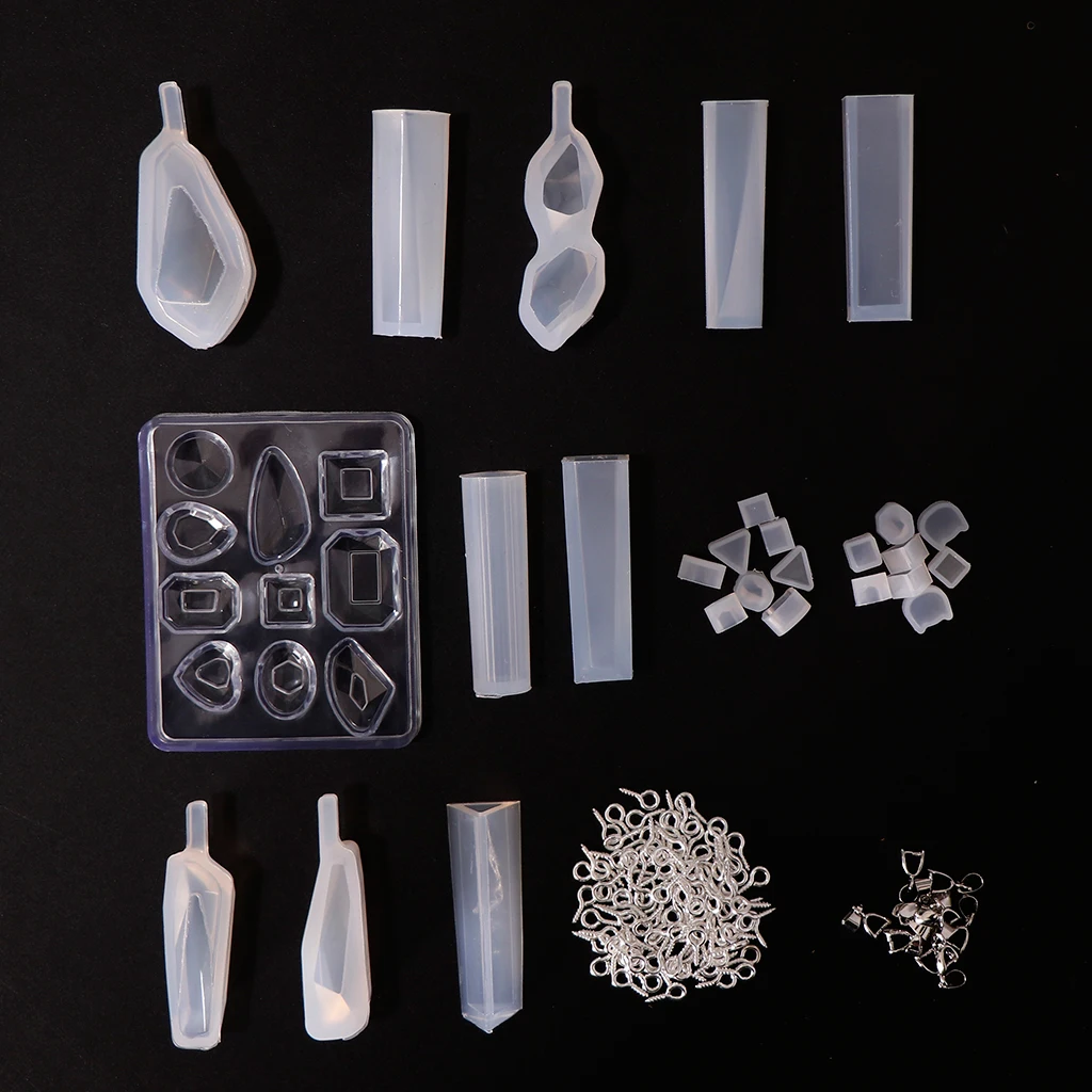 Clear Silicone Mold Set for Making Jewelry Pendant Necklace Earrings DIY Resin Mould