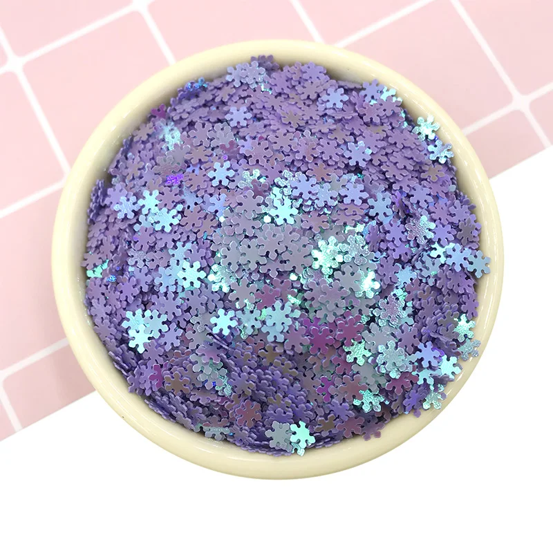 purple 20 г/лот, ПВХ блестки для рукоделия, плоская форма снежинки, свободные блестки, пайетки, украшение для рождественской вечеринки, сделай сам, конфетти, дизайн ногтей 5 мм - Цвет: purple