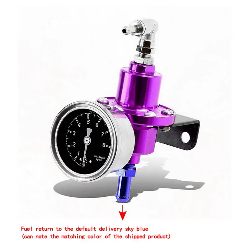 Универсальный Регулируемый регулятор давления топлива Комплект с манометром для автомобиля - Цвет: Фиолетовый