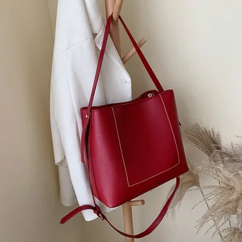 

Retro Handbag 2020 New Shoulder Bag Korean Fashion Messenger Bag Large Capacity Bucket Bag