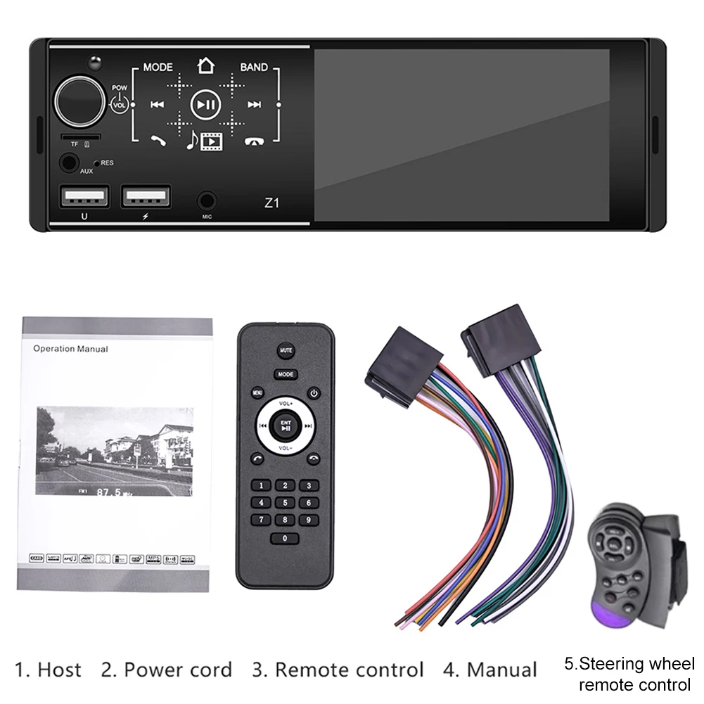 1 Din Car Radio Audio Stereo USB AUX FM Audio MP5 Player Bluetooth Car