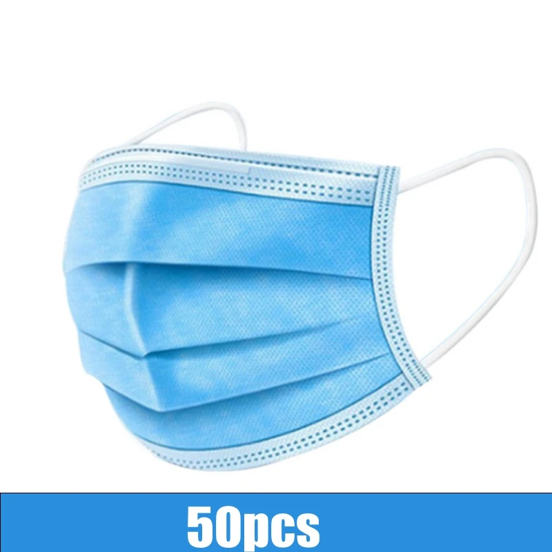 

50pcs Antivirus flu Non Woven 3 Layers masks Ply Filter Mouth Face Mask Meltblown Anti Fog Dust-proof Mask