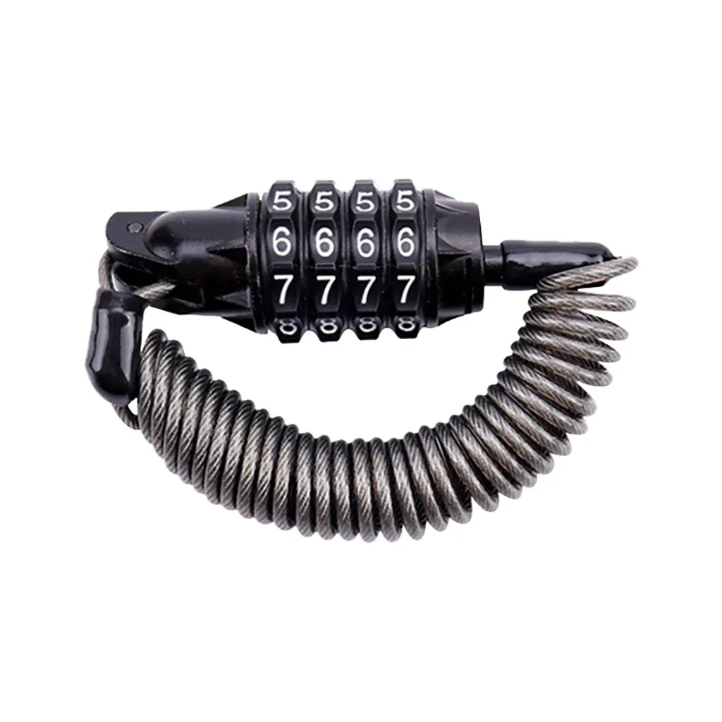 Bicycle Lock Combination Password Device Anti-theft Durable 4 Number Long Spring Wire Motorcycle Riding Safety Accessories#y30 | Спорт и