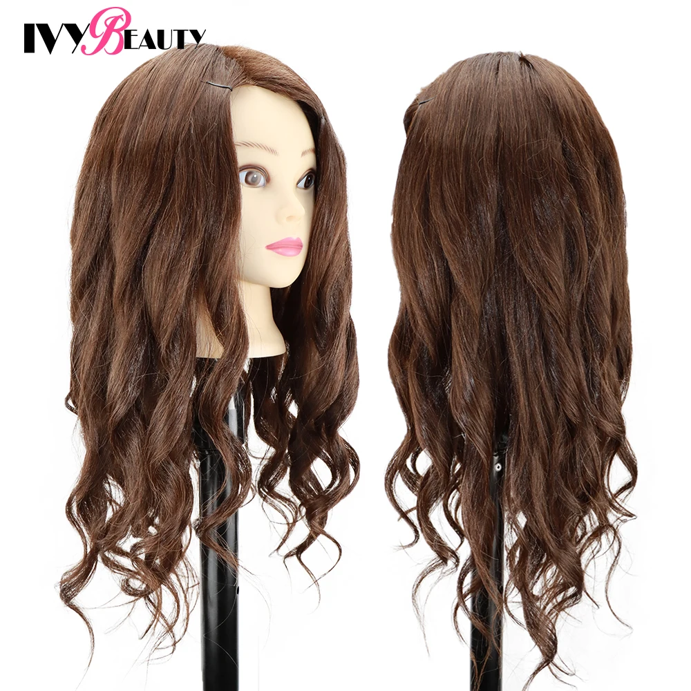 Female Mannequin Training Head And Stand For Hairdressers Hairstyles 85% Human Hair Training Head For Braid Hairdressing Head
