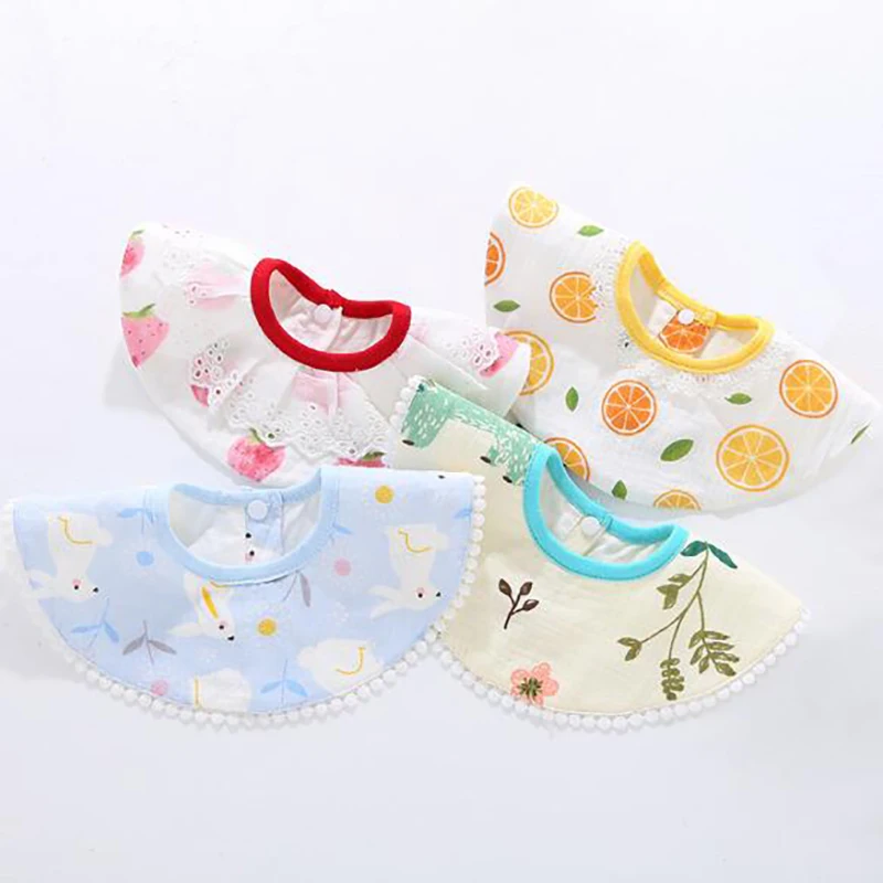 Baby Bib Lace Burp Cloths Newborn Baby Care Scarf Feeding Bibs Bandana 360 Cartoon Animal Printing YZM006