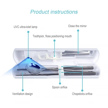 

Solar Portable Cutlery Disinfection With Stainless Steel Spoon Chopsticks Dinnerware Set Tableware Knife Fork Sterilization Box