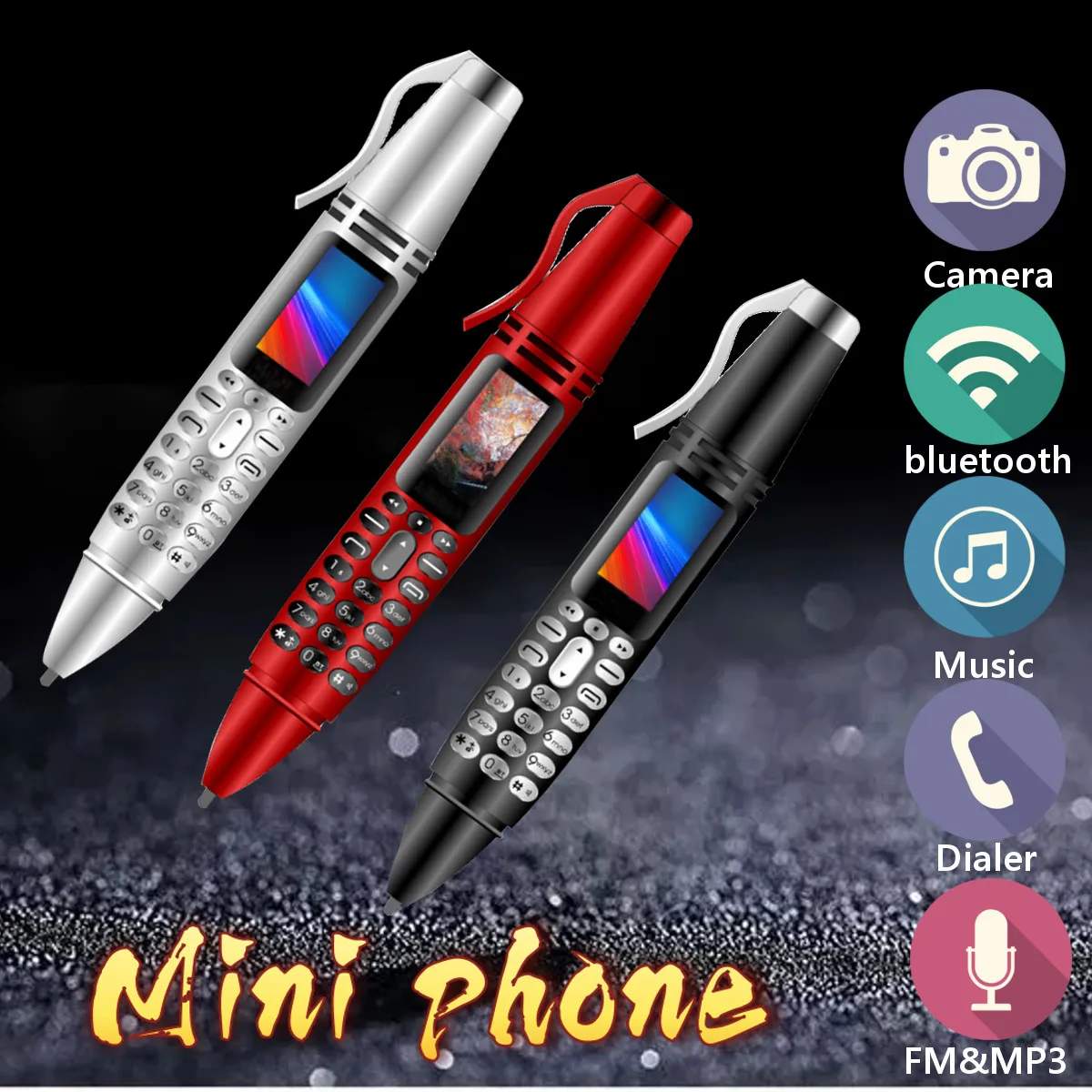 

Pen Mini Cellphone 0.96" Tiny Screen GSM Dual SIM Camera Flashlight bluetooth Dialer Mobile Phones pen with Recording pen