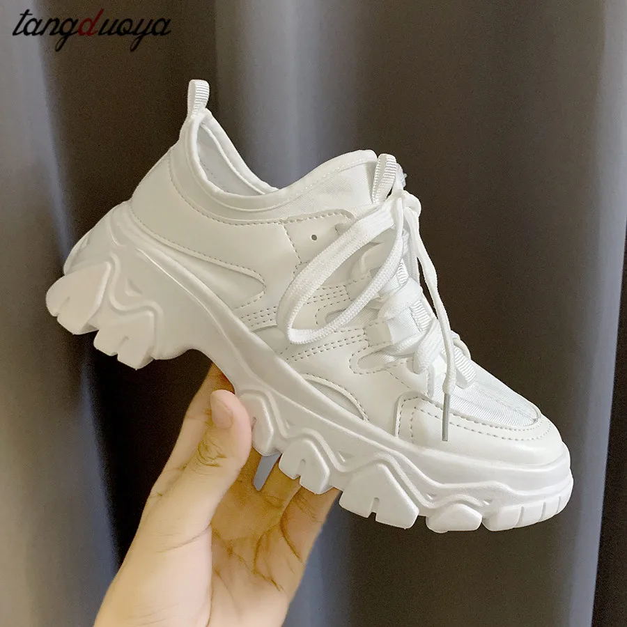 Zapatillas deportivas ligeras para mujer, zapatos de plataforma con suela  gruesa, color blanco y negro - AliExpress Deportes y entretenimiento