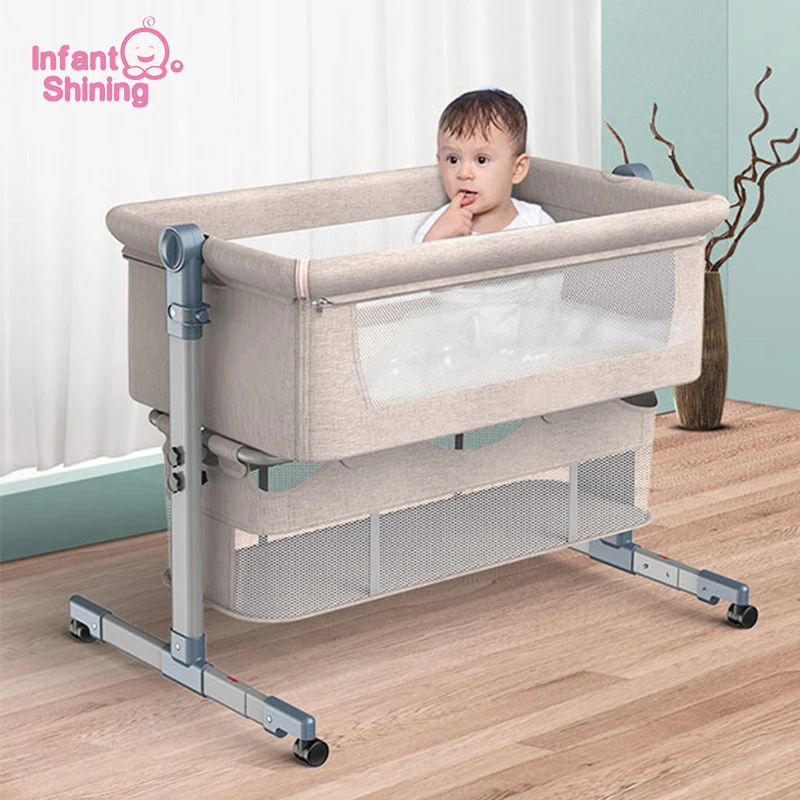 

Infant Shining Baby Crib Cradle Newborn Movable Portable Nest Crib Baby Travel Bed Game Bed with Mosquito Net Sleeping Bed