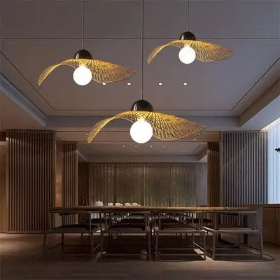 

Asia bamboo weaving art chandelier personalized restaurant tea room decoration lamp modern simple restaurant lighting