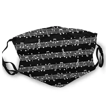 

Musical Note Print Black Mask For Adults Unisex Washable Reusable Face Mask Adjustable Earloop Mouth Mask Mascarillas Lavables