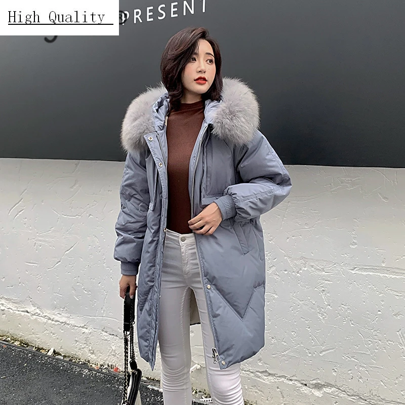 

2020 Natural Racoon Fur Duck Down Jacket Women Winter Long Coats Plus Size Women's Park Abrigos Mujer Outwear B19R02099