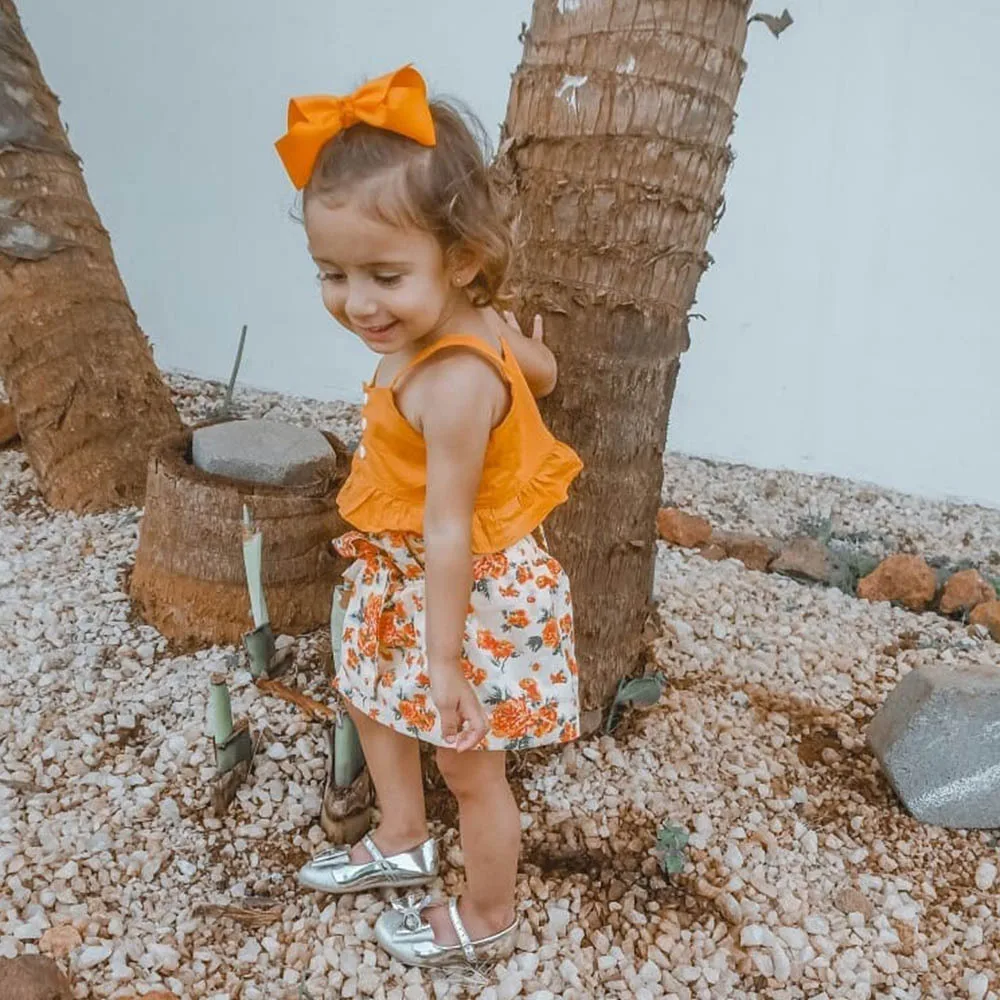 

2pcs/Set Summer Strap Top Maxi Dress Outfit Beach Clothes 6-9-12-18-24 Months Cute Baby Girl Floral Boho Skirt Set New Fashion