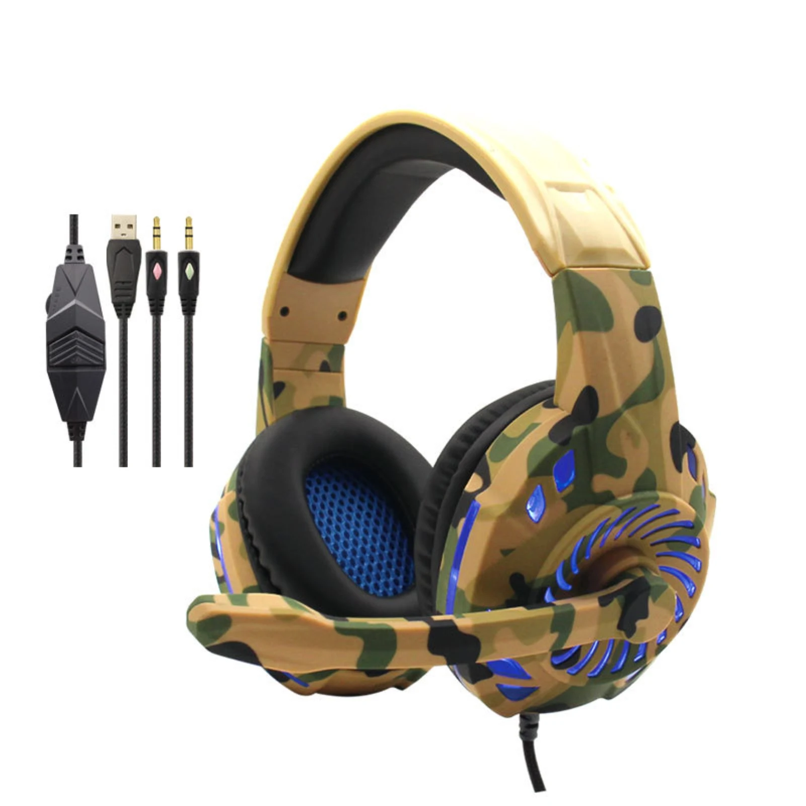 Wired Stereo Sound LED Light Gaming Headset Noise Canceling Earphone Headphone