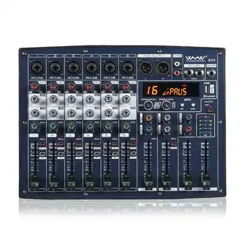 

6/8 Channel Audio Mixer Bluetooth Mixing Console DJ KTV Karaoke EQ 2 Bands 16 DSP Digital Effects USB Live Studio Sound Card